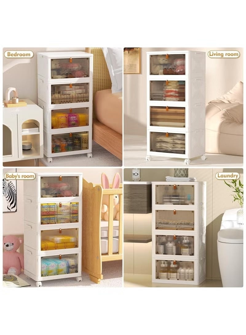 AGD Plastic Storage Boxes with Lids, Stackable with Wheels, Multi-Purpose Foldable Storage Containers for Home and Office - Image 5