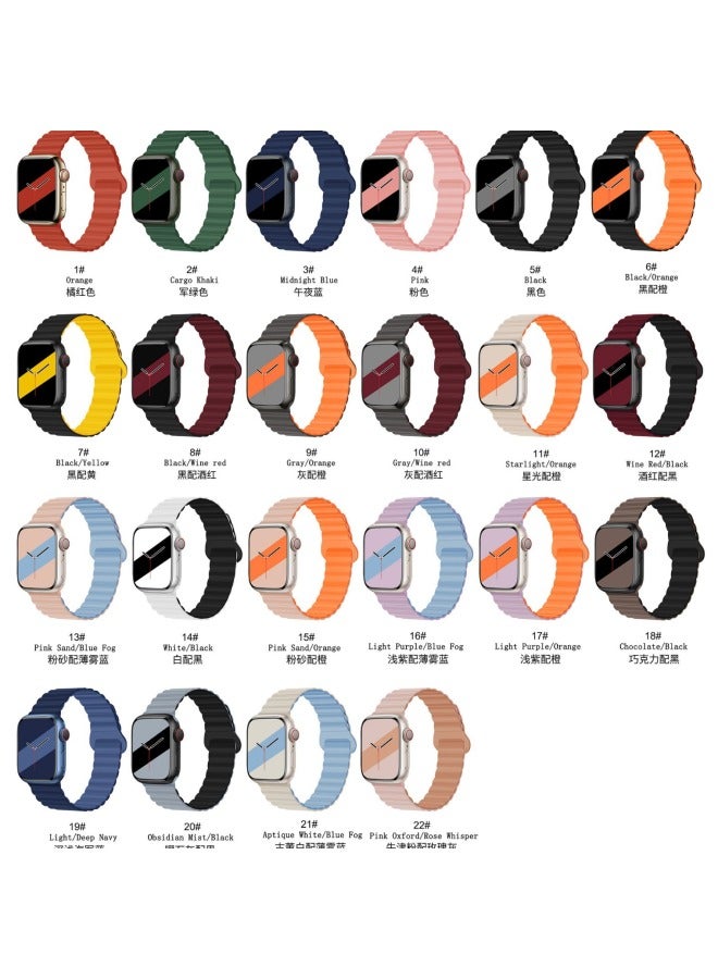 For Iwatch7 Strap Apple 65432/se Generation Two-color Anti-buckle Silicone Magnetic Loop Color Matching Strap - Image 2