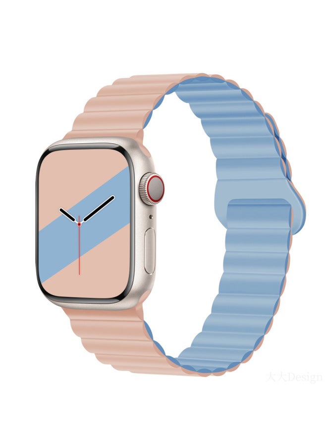 For Iwatch7 Strap Apple 65432/se Generation Two-color Anti-buckle Silicone Magnetic Loop Color Matching Strap - Image 4