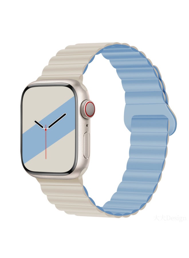 For Iwatch7 Strap Apple 65432/se Generation Two-color Anti-buckle Silicone Magnetic Loop Color Matching Strap - Image 5