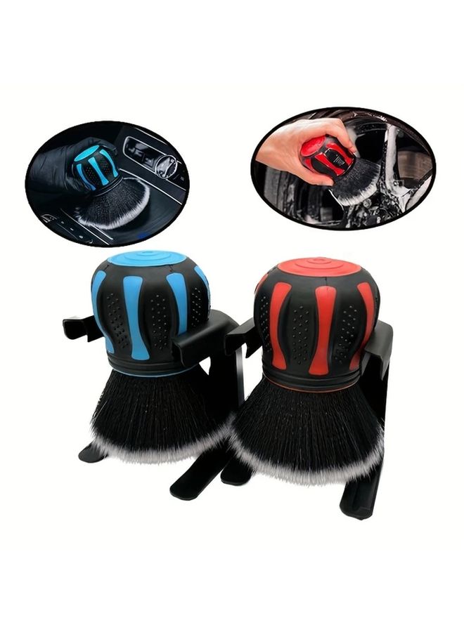 Premium Car Detailing Brush With Soft Bristles Ball Handle Black And Red With Box And Bracket For Large Area Dust Removal Interior Cleaning - Image 2