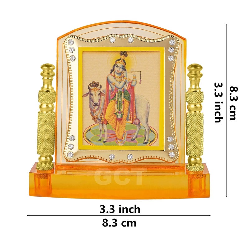 GCT Lord Krishna Idol | Bansuri Krishna Statue (J001-34-A) Religious Acrylic Frame for Car Dashboard (L*B*H- 3.3 x 1.2 x 3.3 Inches) - Image 2