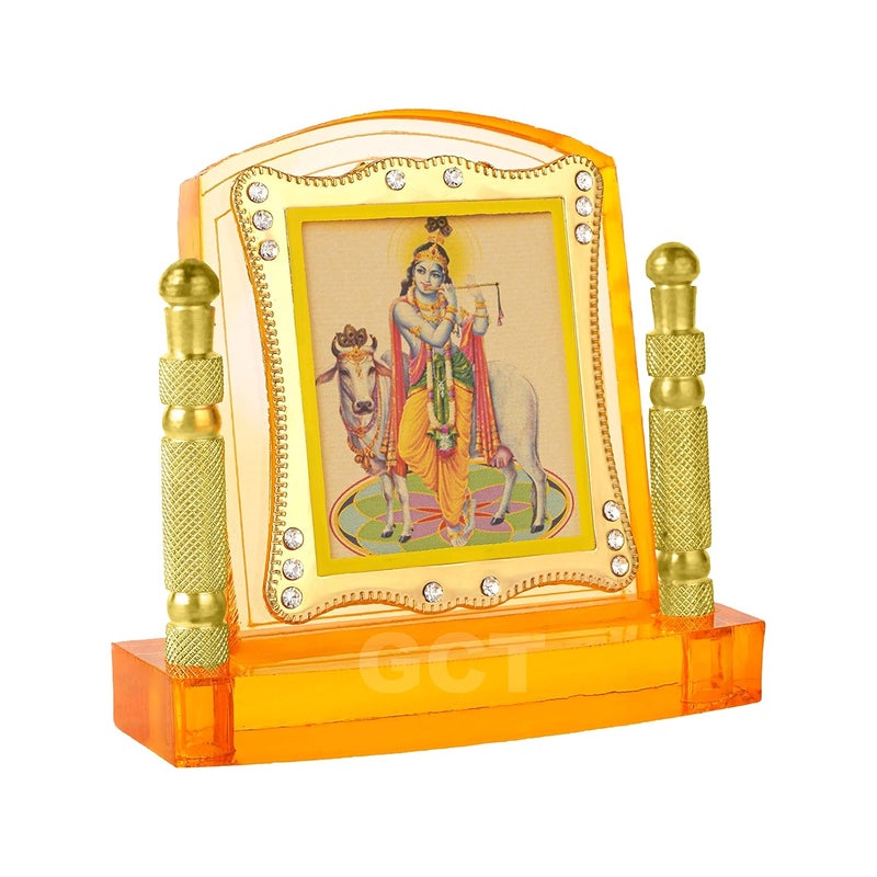 GCT Lord Krishna Idol | Bansuri Krishna Statue (J001-34-A) Religious Acrylic Frame for Car Dashboard (L*B*H- 3.3 x 1.2 x 3.3 Inches) - Image 3