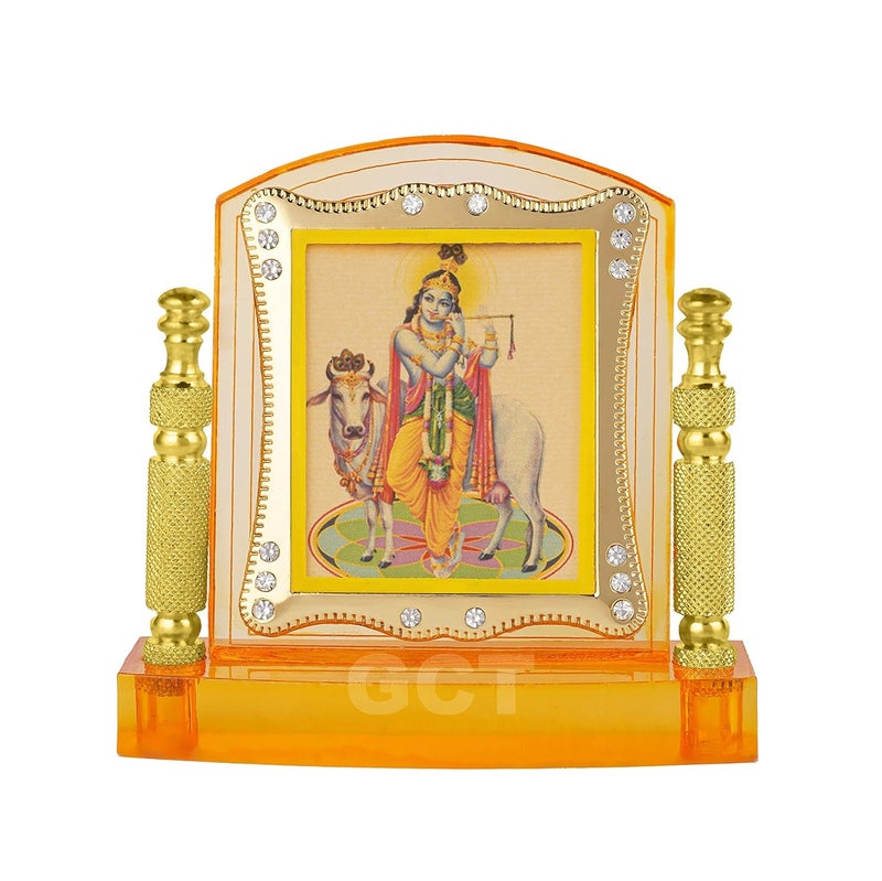 GCT Lord Krishna Idol | Bansuri Krishna Statue (J001-34-A) Religious Acrylic Frame for Car Dashboard (L*B*H- 3.3 x 1.2 x 3.3 Inches) - Image 1