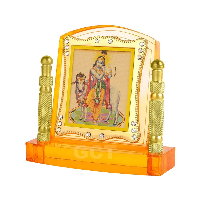 GCT Lord Krishna Idol | Bansuri Krishna Statue (J001-34-A) Religious Acrylic Frame for Car Dashboard (L*B*H- 3.3 x 1.2 x 3.3 Inches) - Image 4