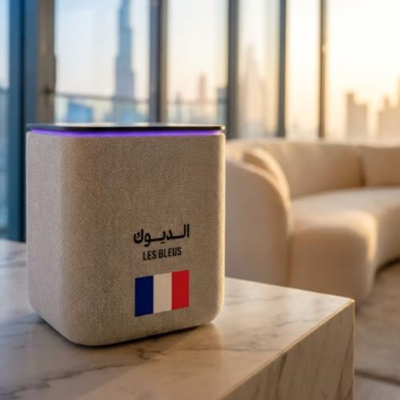 Yango Midi Limited Football Edition Smart AI Speaker, Arabic English, 24W Sound, Zigbee Smart Home Hub, Includes Collector Sleeve and Sticker Pack France - Image 4