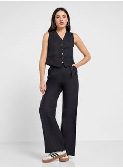 Ginger Cotton Button Up Vest & Wide Leg Pant Co-Ord Set  - Image 1