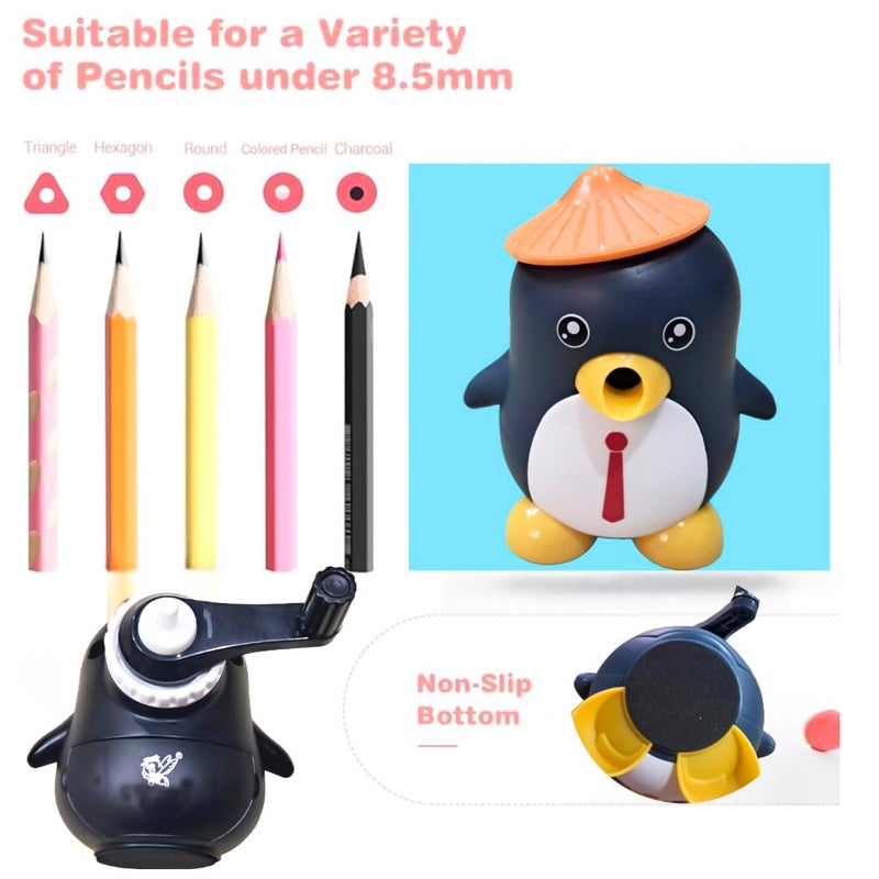 FETE PROPZ FETE PROPZ Sharpener for Kids, Table Sharpener for Toddlers ? Penguin Shaped Pencil Sharpener, Table Sharpener Machine, Manual Sharpener for School, Office, Stationery Gift for Kids(Multi Color) - Image 5