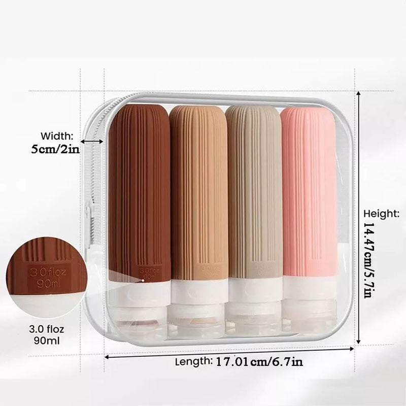 Aspeona 4Pcs Premium Silicone Bottles with Bag Refillable Liquid Squeezable Accessories Travel Size Containers BPA Free Leak Proof Liquid Bottles for Shampoo Conditioner Lotion Multicolor - Image 2