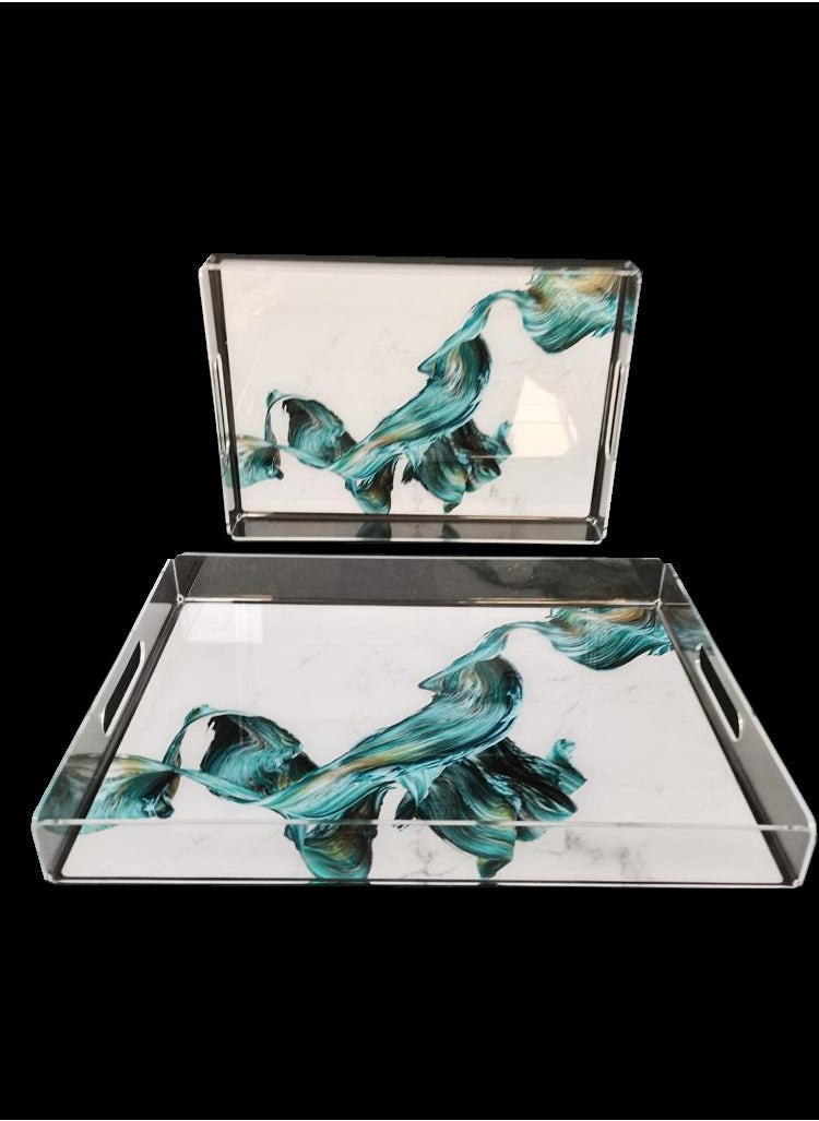 Living 2-Piece Transparent Serving Tray Set  - Image 2