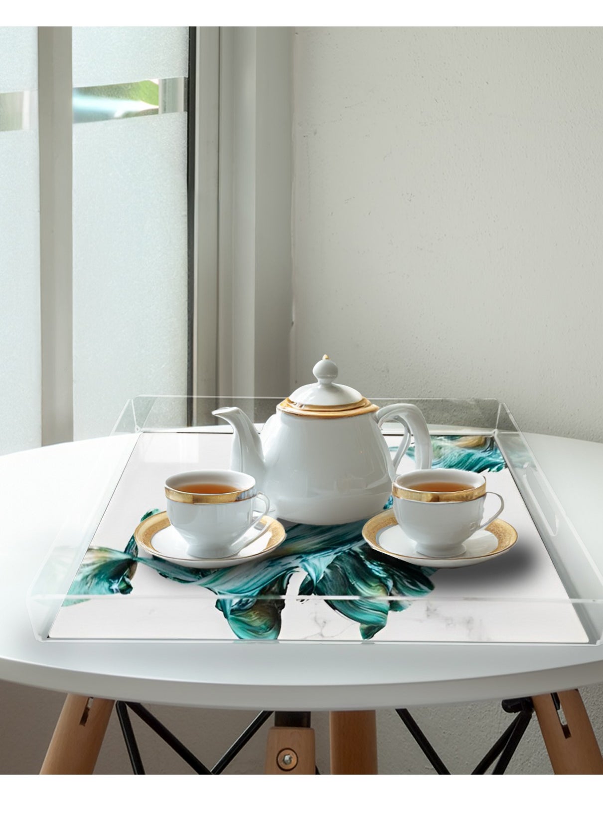 Living 2-Piece Transparent Serving Tray Set 