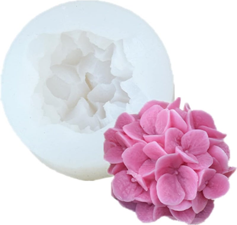 Skytail Flower Silicone Candle Mould Hydrangea Flower Mold for Making Scented Candle Wax Melts Aromatherapy Chocolate Candy Cake Decoration Cupcake Resin Crafts Home Decor Party Gifts Soap Making