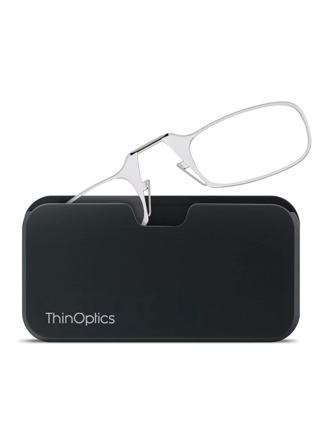 ThinOptics Unisex Adult Reading Glasses + Black Universal Pod Case Clear Frames 1.00 Strength Readers Clear Frames Black Case 44 Mm - Image 2