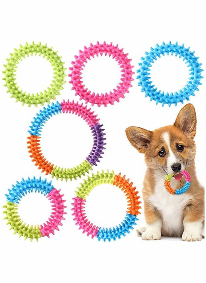 Excefore Dog Chew Toys for Puppy Teething - 6 Pack Indestructible Pet Dog Toys for Puppy Chewers, Interactive Toys for Puppies, Small Dogs Durable Colorful Soft Circle Toys for Boredom Chew Teething  - Image 1