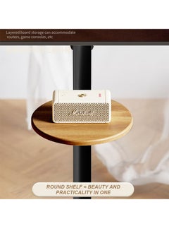 XiuWoo Height Adjustable 90° Swivel Wooden Floor Monitor Stand with Tray and Wheels Universal for 14-43 inches Screen Monitors or TV, Max Load Bearing 20KG,Modern Corner TV Stand Space Saving for Living Room Bedroom,Black  - Image 3