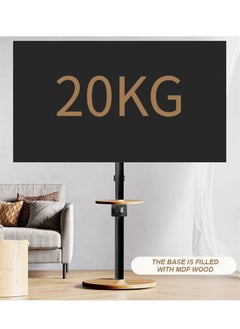 XiuWoo Height Adjustable 90° Swivel Wooden Floor Monitor Stand with Tray and Wheels Universal for 14-43 inches Screen Monitors or TV, Max Load Bearing 20KG,Modern Corner TV Stand Space Saving for Living Room Bedroom,Black  - Image 5
