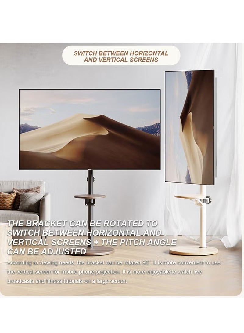 XiuWoo Height Adjustable 90° Swivel Wooden Floor Monitor Stand with Tray and Wheels Universal for 14-43 inches Screen Monitors or TV, Max Load Bearing 20KG,Modern Corner TV Stand Space Saving for Living Room Bedroom,Black - Image 2