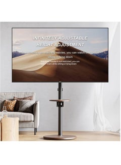 XiuWoo Height Adjustable 90° Swivel Wooden Floor Monitor Stand with Tray and Wheels Universal for 14-43 inches Screen Monitors or TV, Max Load Bearing 20KG,Modern Corner TV Stand Space Saving for Living Room Bedroom,Black  - Image 1