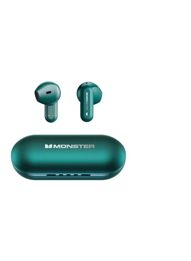 Monstar Monster XKT25 Wireless Gaming Earbuds – Bluetooth Headset with Deep Bass, Low Latency, Noise-Canceling Mic, Green - Image 1