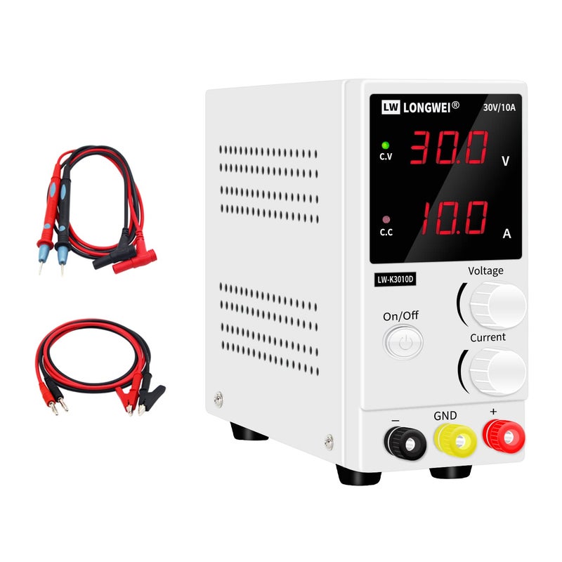 DC Power Supply Variable030 V 010 A LWK3010D Adjustable Switching Regulated Power Supply Digitalwith Alligator Leads US Power Cord Used for Spectrophotometer and lab Equipment Repair