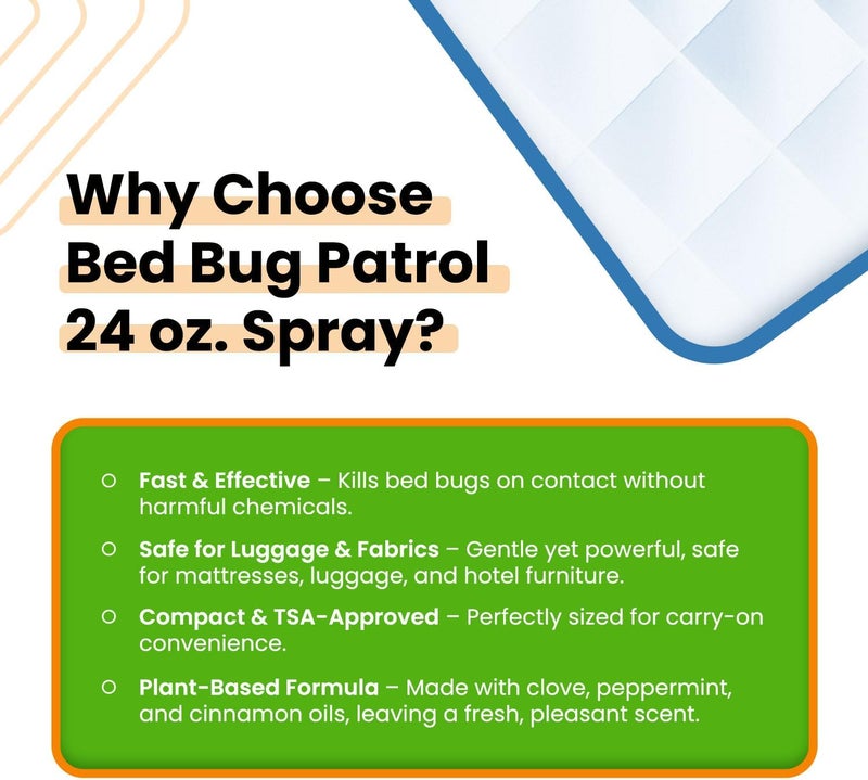 Bed Bug Patrol Bed Bug Spray & Killer – 24oz | Fast-Acting Treatment Kills Bed Bugs, Eggs & Larvae on Contact | Plant-Based Natural Formula | Safe for Home, Family & Pets - Image 1