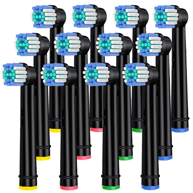 ARTCESAR Replacement Heads for Oral B,12 Pack Soft Electric Toothbrush Heads,Deep and Precise Cleaning for Oral B Braun Pro1000/1500/7500/3000/7000/8000/500 and More(Black) - Image 1
