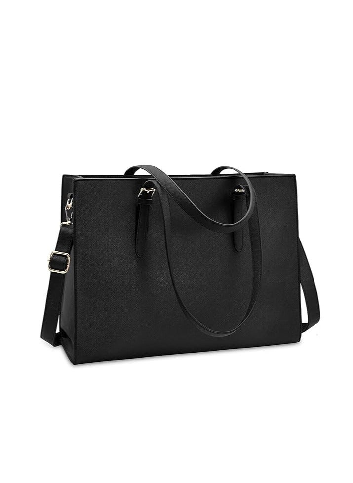 Laptop Bag for Women Waterproof Lightweight Leather 15.6 Inch Computer Tote Bag  - Image 1