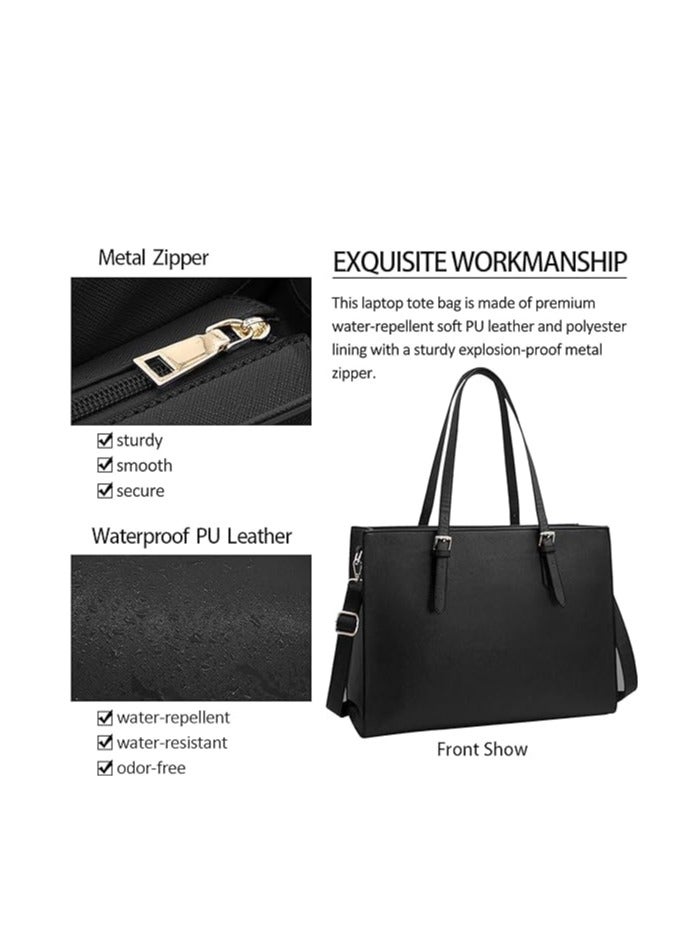 Laptop Bag for Women Waterproof Lightweight Leather 15.6 Inch Computer Tote Bag  - Image 2