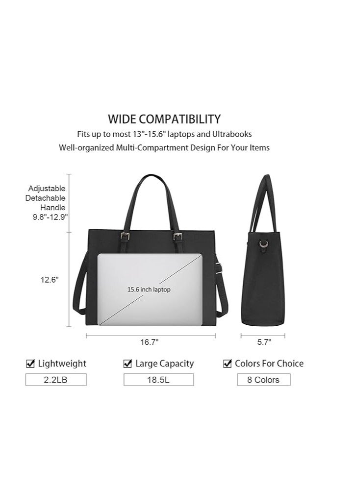 Laptop Bag for Women Waterproof Lightweight Leather 15.6 Inch Computer Tote Bag  - Image 3