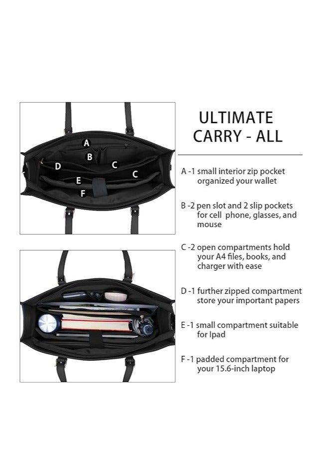 Laptop Bag for Women Waterproof Lightweight Leather 15.6 Inch Computer Tote Bag  - Image 4