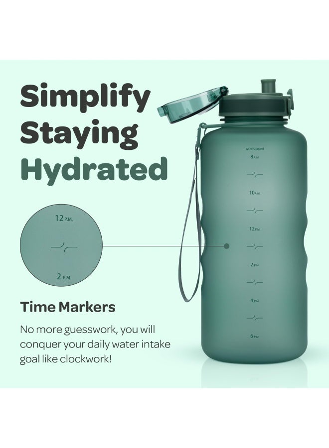Hydracy Water Bottle With Time Marker Large Half Gallon 64Oz - Image 2