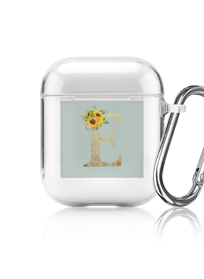 Stylizedd Classic Clear printed Case for Apple Airpods 2 / 1 Soft TPU Gel Thin Transparent Flexible Cover - Custom Monogram Initial Letter Mandala Floral Pattern Alphabet - E ( Light Green ) - Image 1