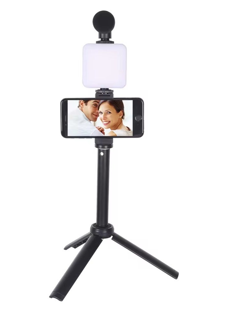 New Arrival AY-49T Flexible Phone Tripod with Microphone Filling Light Selfie Vlogging Kit All-In-One - Image 1