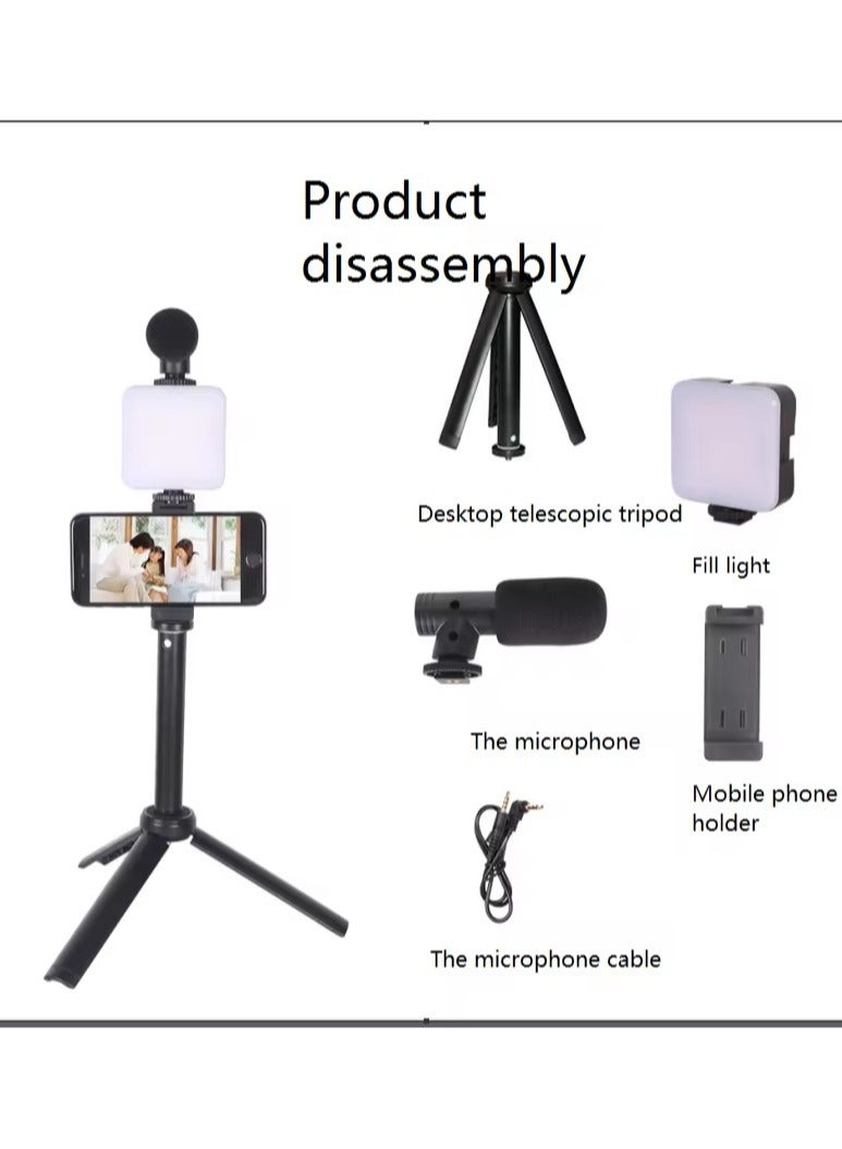 New Arrival AY-49T Flexible Phone Tripod with Microphone Filling Light Selfie Vlogging Kit All-In-One - Image 5