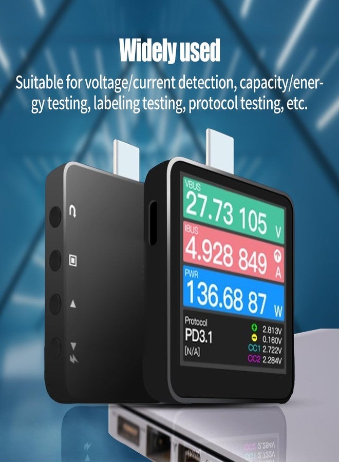 dcvbny Latest Version Supports USB PD3.1 Power-Z KM003C Portable USB-C Fast Charging Tester PD3.1 QC5.0 Digital Voltmeter & Ammeter Power Bank Tester (Up to 50V) - Image 4