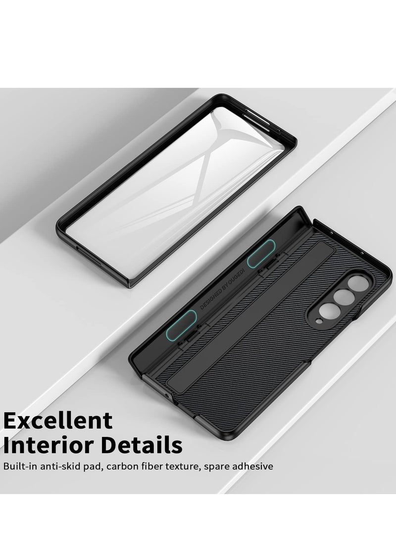KASTWAVE - Case Compatible with Samsung Galaxy Z Fold 4, Magnetic Thin Body Metal Frame with Hidden S Pen Holder, Hinge Screen Protector Magnetic Kickstand with Lens Camera Protector Cover (Black) - Image 1