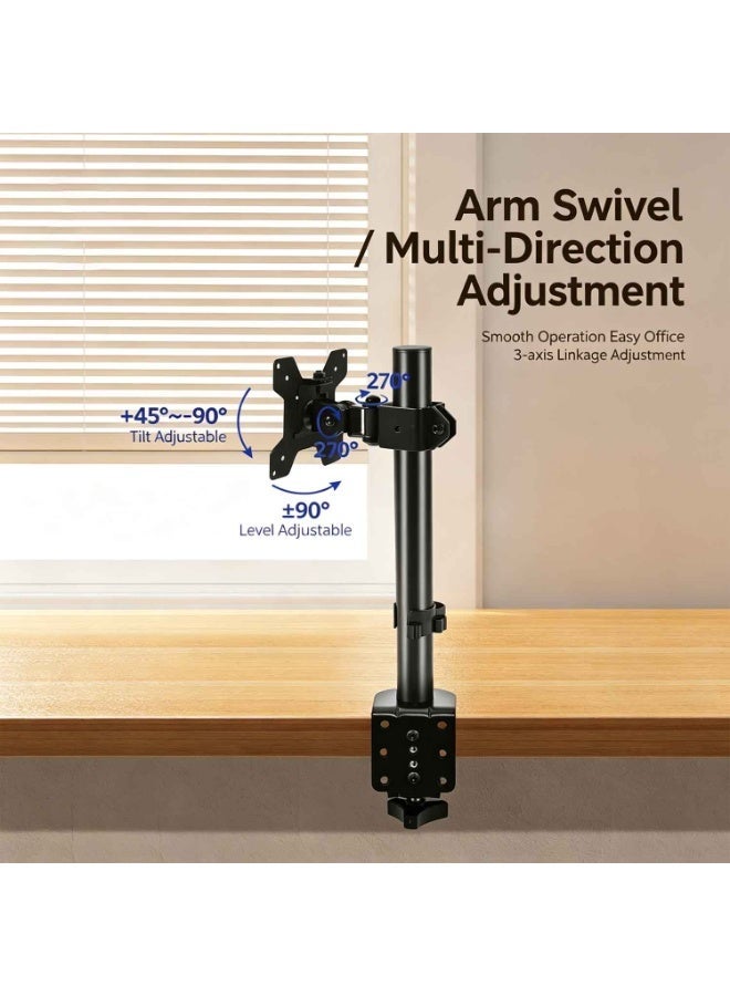 Single Computer Monitor Free-Standing Desk Stand,Mount Riser for 13 inch to 32 inch Screen,With Swivel,Height Adjustable,Rotating,Vesa 75x75mm or 100x100mm,Support 22 lbs - Image 4