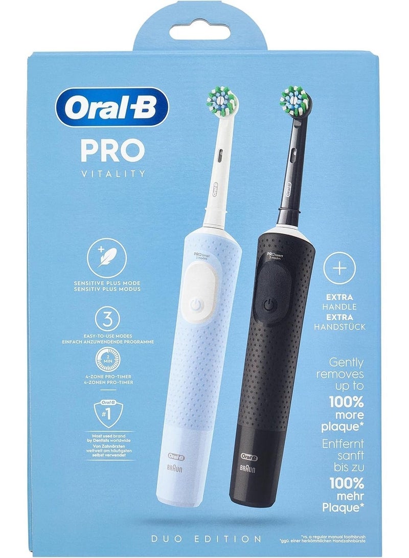 Oral-B Vitality Pro 2x Electric Toothbrush Heads, 3 Brushing Modes Including Sensitive Plus, Black And Blue - Image 1