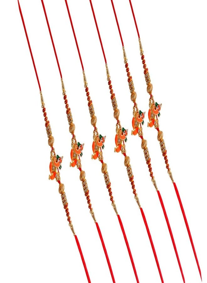 Suninow Designer Lord Ganesha Thread Rakhi(Pack of 6)