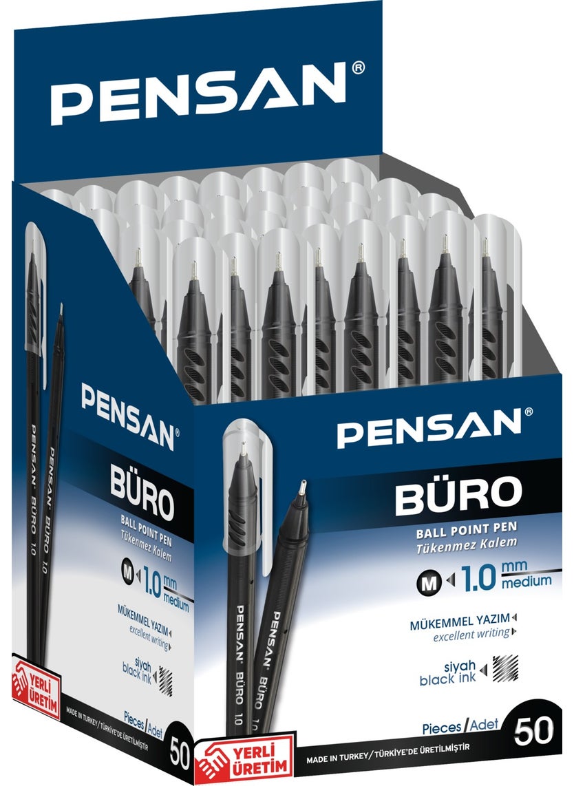 Pensan - BÜRO Ballpoint Pen 1MM 2270 BLACK 50 PCS - Image 1