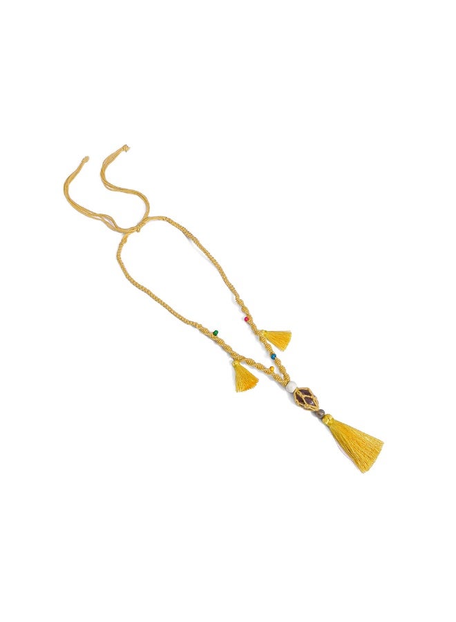NIBEMINENT Phone Charm/ Chain Strap for Women Girls, Handcrafted Wooden Bead Silicone Cell Phone Case Lanyard Wrist Strap,N70247/Yellow
