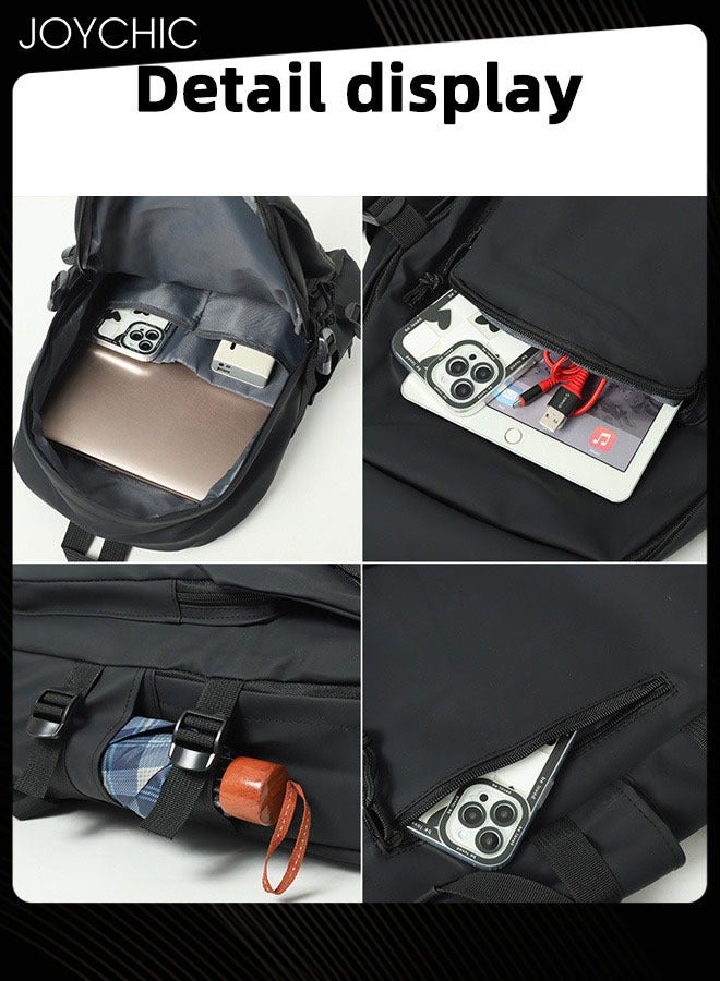 Joychic حقيبة ظهر مدرسية مقاومة للماء من البوليستر مع إغلاق ب flap حقيبة مدرسية مقاومة للاهتراء مع قلادة كرتونية للنساء والرجال وطلاب المدارس المتوسطة والثانوية والجامعة - Image 4
