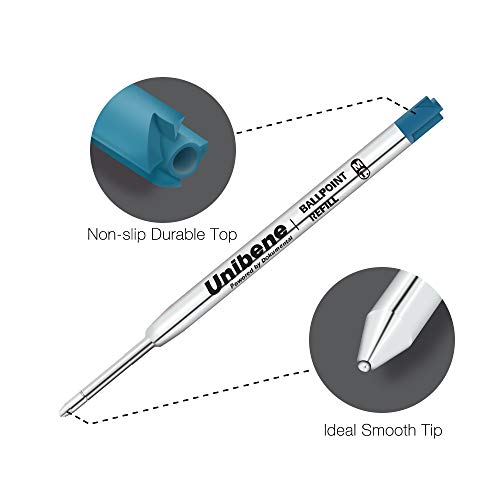 Unibene Parker Compatible Ballpoint Refills 12 Pack,1.0mm Medium Point-Blue, Smooth Writing Replaceable German Ink Tactical Pen Refills for Parker Ballpoint/UZI Pen - Image 2