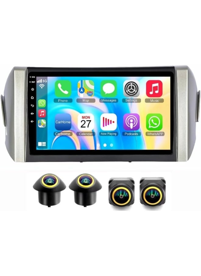 Vierex Fit Toyota Innova Car Stereo Innova Android Screen 2015-2025 With Apple Carplay Android Auto Wireless WiFi DSP FM&AM BT AHD Camera Included Fast Interface (4+32GB 360D Cameras)  - Image 1
