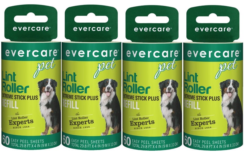 Evercare Extra Sticky Pet Lint Roller Refill 60 sheets - Pack of 4