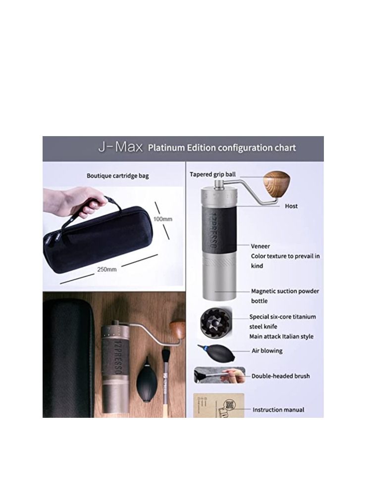 1ZPRESSO مطحنة حبوب القهوة اليدوية 1Zpresso J MAX باللون الفضي  - Image 4