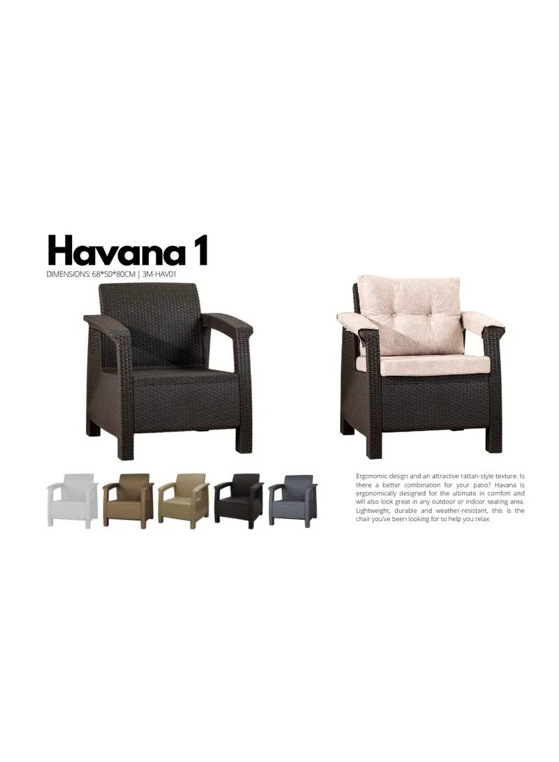 جالاكسي ديزاين كرسي هافانا المفرد من الخيزران (راتان) للاستخدام الداخلي والخارجي – كراسي عصرية. - Image 2