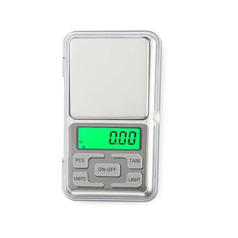 MCP Mini Pocket Weighing Scale Precision Digital LED Scale with Auto Calibration and Tare Function 001g to 200g Capacity Silver - Image 1