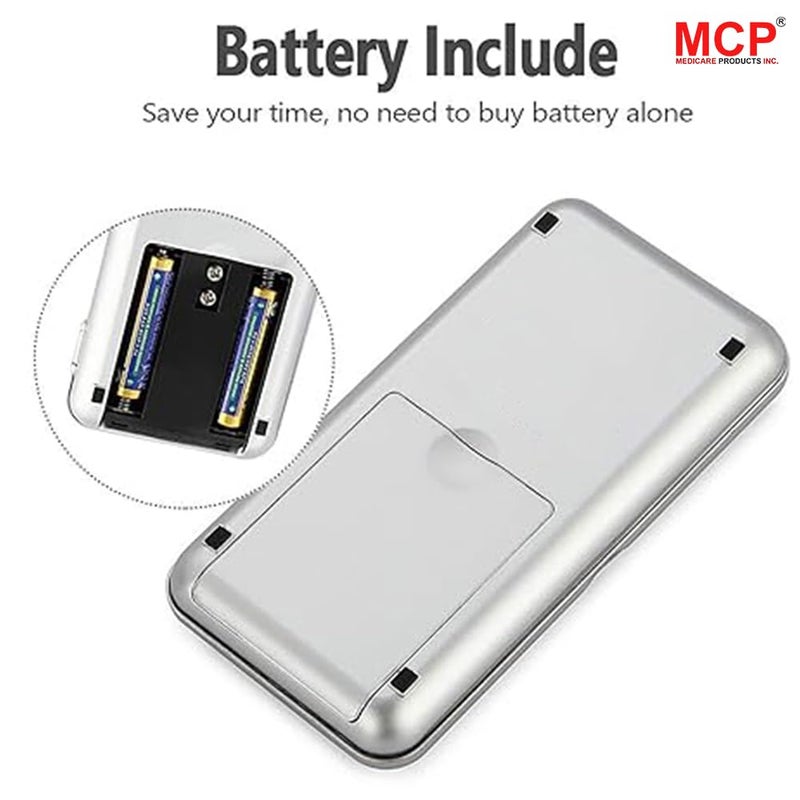 MCP Mini Pocket Weighing Scale Precision Digital LED Scale with Auto Calibration and Tare Function 001g to 200g Capacity Silver - Image 5