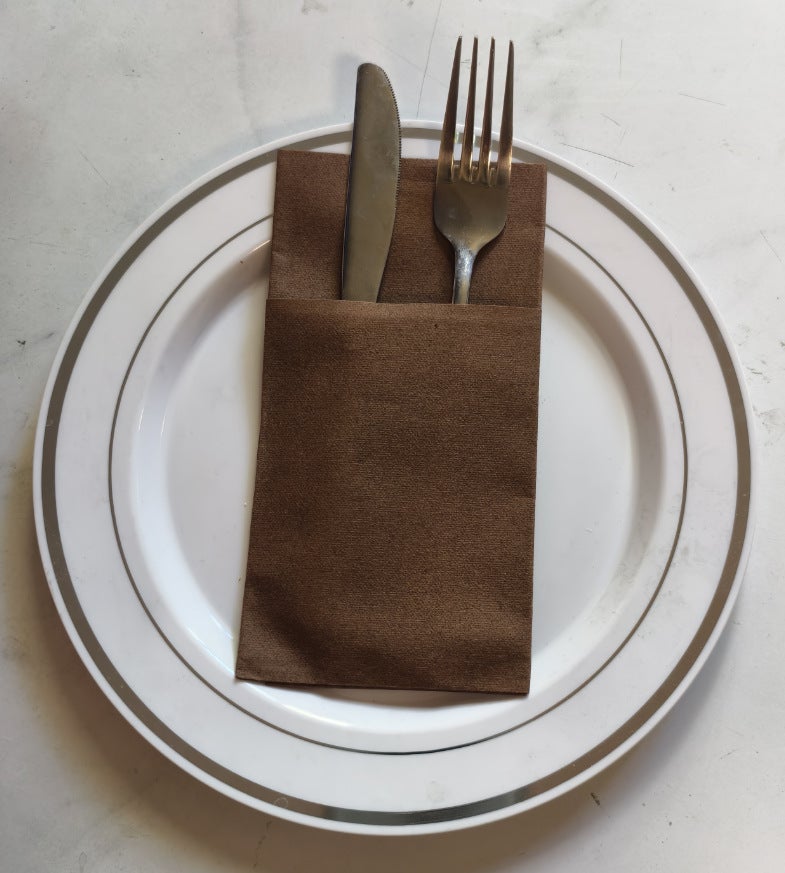 Disposable Colorful Dust-Free Knife And Fork Pack Napkin Party Western Restaurant Folding Knife And Fork Pack Printed Napkin - Image 1